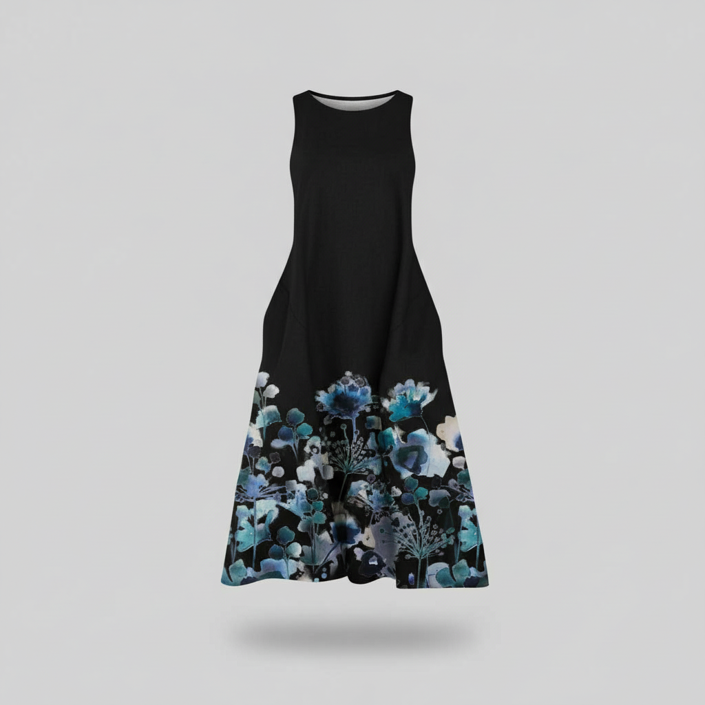 Floral Midi Dress | Women's Summer Dresses A-Line Cotton Blend