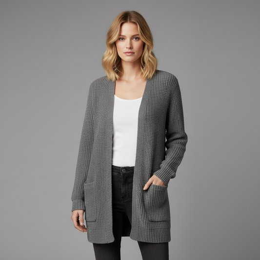 Cozy Black Long Cardigan | Women's Oversized Fashion