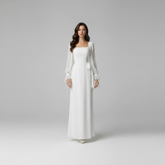 Elegant Long Sleeve Maxi Dress | Floor-Length Wedding Guest Dress