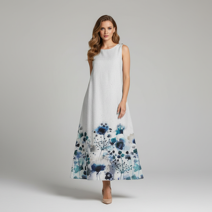 Floral Midi Dress | Women's Summer Dresses A-Line Cotton Blend