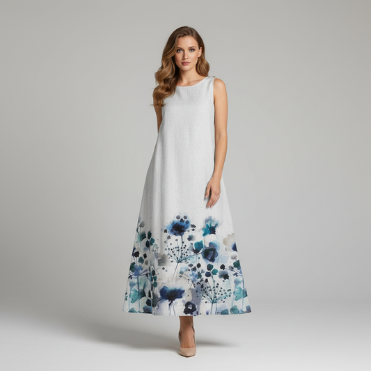 Floral Midi Dress | Women's Summer Dresses A-Line Cotton Blend