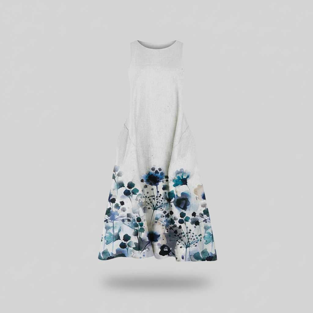 Floral Midi Dress | Women's Summer Dresses A-Line Cotton Blend
