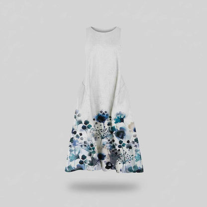 Floral Midi Dress | Women's Summer Dresses A-Line Cotton Blend