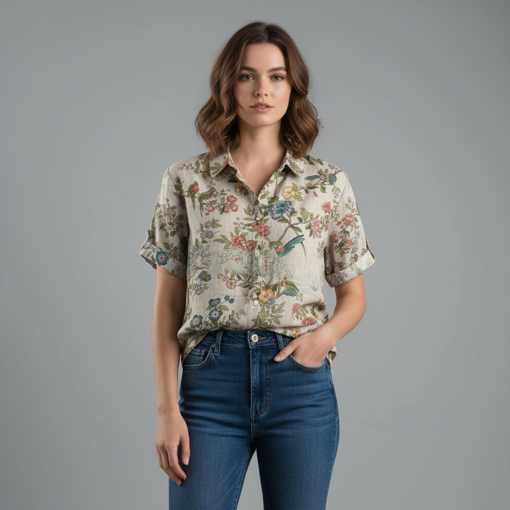 Vintage Floral Blouse | Women's Long Sleeve Casual Top