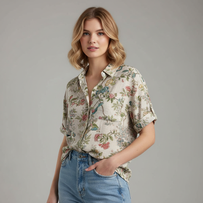 Vintage Floral Blouse | Women's Long Sleeve Casual Top
